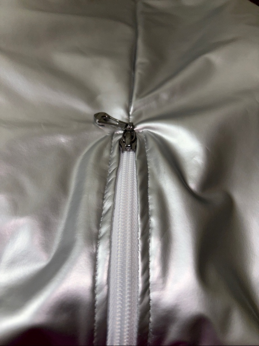 Silver Metallic Women's Jumpsuit - Zipper Front and back butt. - Picture 5 of 6